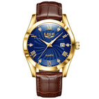Brown Leather Golden Blue