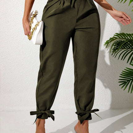 Plus Size Ankle Strap With Fungus Edge Casual Women's Pants