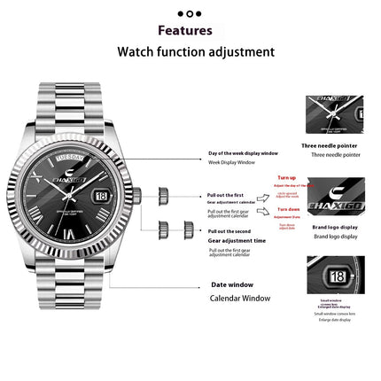 Fashion Men's Watch Steel Band Large Dial Quartz Wrist Watch