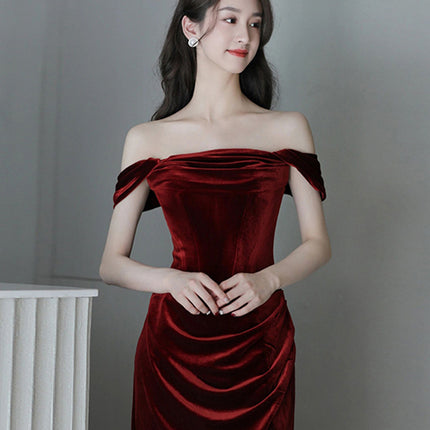 Velvet Niche Fishtail Bride Wedding Engagement Dress