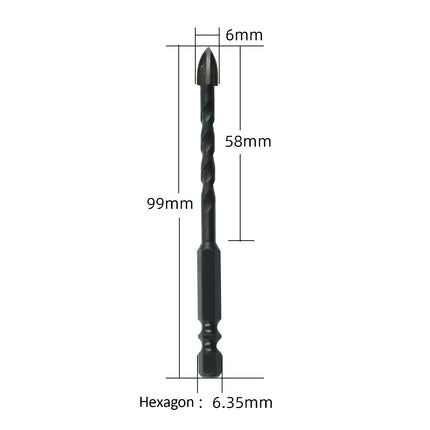 4PCS Drill Set Hex Tile Drill Bit Glass Ceramic Bric Hex Shank Cross Spear Head