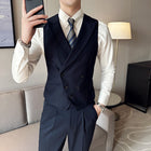 Slim Double-breasted Closure Collar Vest Pants Suit