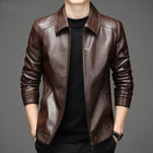 Thin Fleece-lined Soft Leather Jacket For Dad