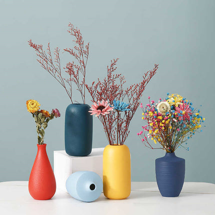 Simple Solid Color Ceramic Vases European Flower Arrangement Plant Pots
