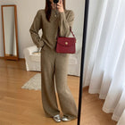 Women's Knitted Sweater Straight Wide-leg Pants Suit New Western Style