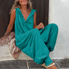 Hot Selling Button Up Hooded Sleeveless Pants In Stock, Jumpsuit With Pockets