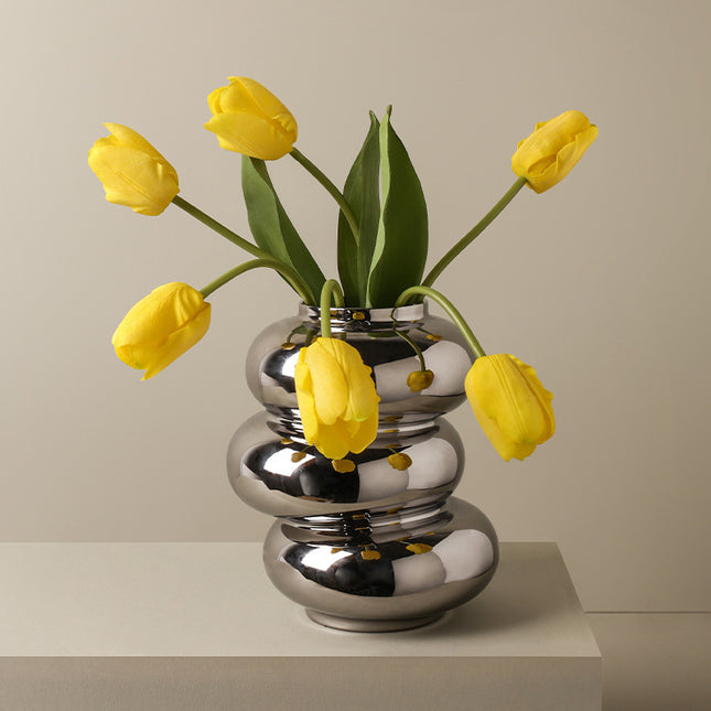 Donut Vase Ceramic Silver Plated Mirror