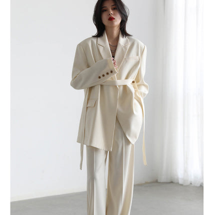Mid-length Draped Blazer With Flutter StrapsWomen's Suits