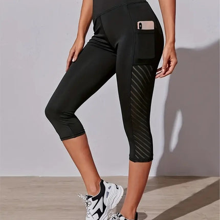 Color Contrast Patchwork Running Trousers Belly Contracting