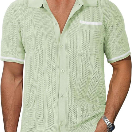 Short-sleeved Shirt Pocket Hollow Breathable Cool Summer Men's Casual Jacket Cardigan