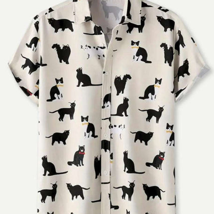 Hawaiian Printing Lapel Short Sleeve Shirt