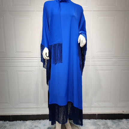 Muslim Women Batwing Sleeve Tassel Kaftan High Fashion Dress