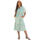 Multi-Color Loose Slim Fit Printed Long Dress For Women