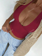 V-Neck Sleeveless Women Simple Solid Color Casual Top