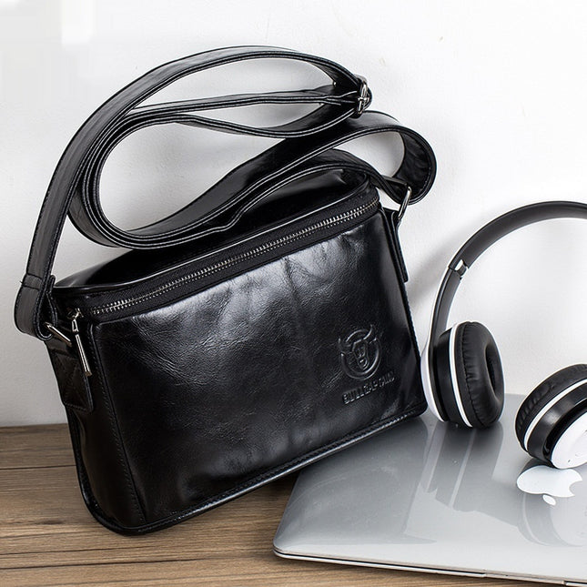 Leather Shoulder Men's Leather Horizontal Small Square Bag