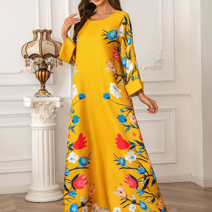 Dubai Fashion Printed Hot Diamond Women's Robe Abaya Muslim Dress