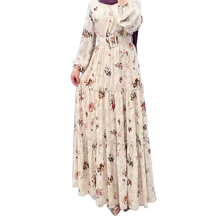 Women's New Flower Turtleneck Dress Fashion Commuter Muslim Dress