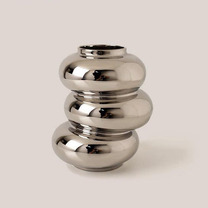 Donut Vase Ceramic Silver Plated Mirror