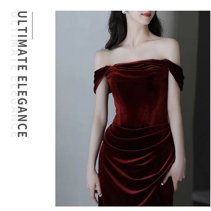 Velvet Niche Fishtail Bride Wedding Engagement Dress