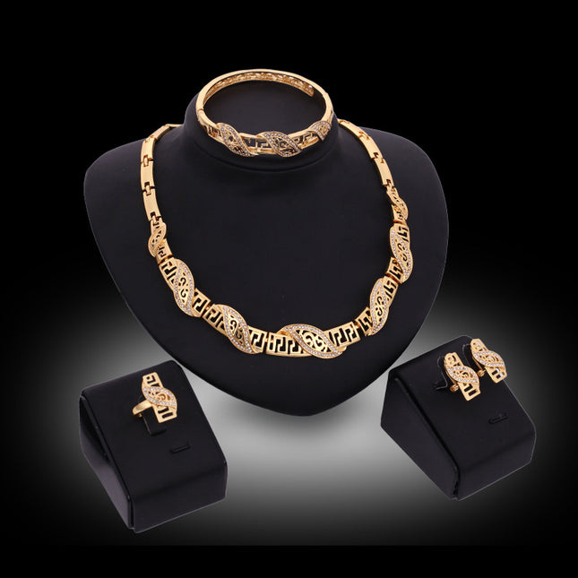 Four-piece Set Of New Hot Style Earrings Bracelets And Rings