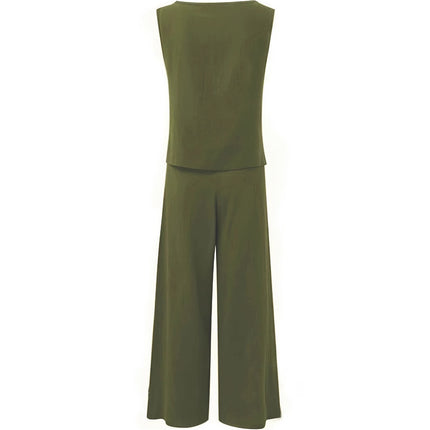 Women's 2-piece Minimalist Solid Color Casual Pants And Vest Set