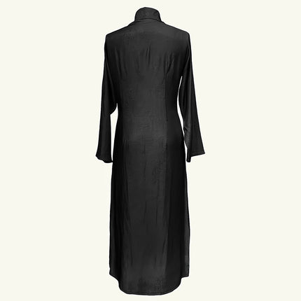 Womens Casual Button Down Denim Maxi Dress Long Sleeve Long Jean Dresses With Pockets