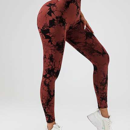 Tie Dye Slimming Yoga Leggings, Butt Lifting High Stretch Casual Fitness Yoga Pants, Women's Activewear