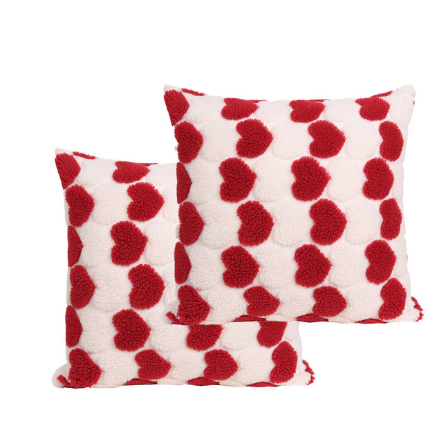Heart Cute Decorative Valentines Throw Pillow Covers 18x18 Inch, Soft Square Cushion Case,Home Decor For Living Room Couch Bed Sofa, Set Of 2 Pack
