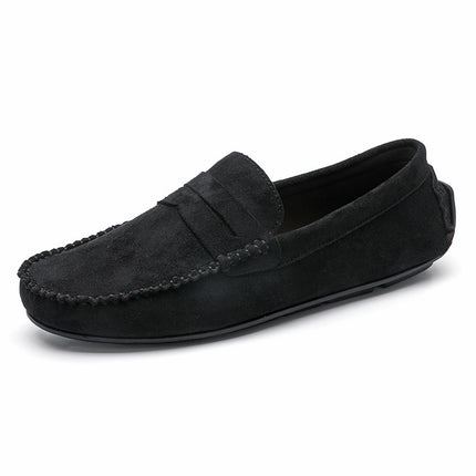 Hand-stitched Men's Beanie Shoes Velvet Leather Handmade