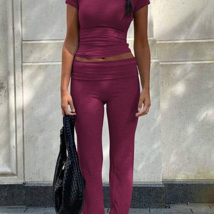 Short Sleeved Wide Leg Pants