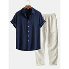 Men's Casual Loose Short Sleeve Shirt Casual Pants Suit
