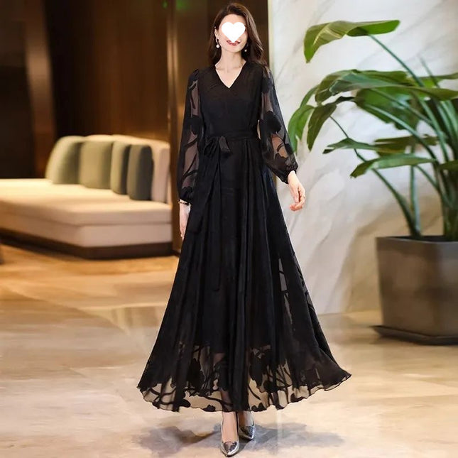 Women's Fashion Elegant V-neck Swing Dress