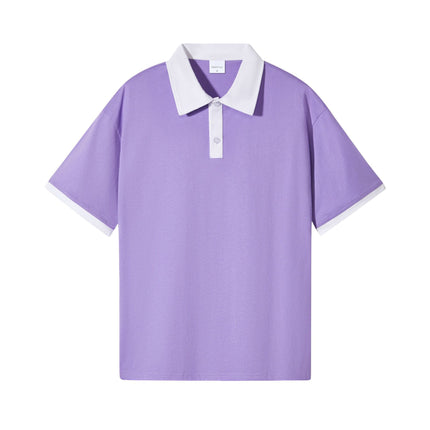 Japanese Fashion Brand Casual Contrast Color Lapel Short Sleeve