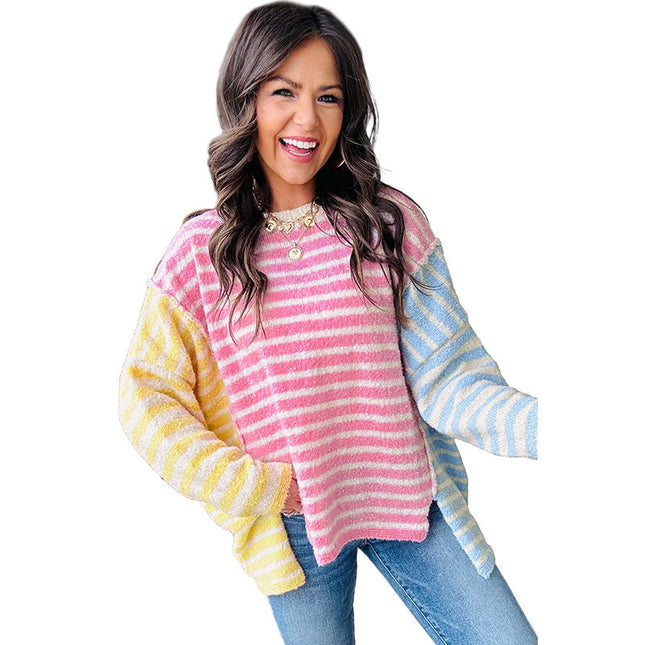 Women's Casual Printed Round Neck Long Sleeve Warm Sweater
