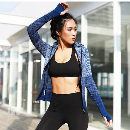 Zipper hooded Women's Yoga Shirts Long Sleeve Yoga Top Sportswear Quick Dry Tracksuit Women Running Jacket
