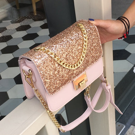 Women's Tote Bag Fashion Sequined Small Square Lady PU Fashion Hand bag