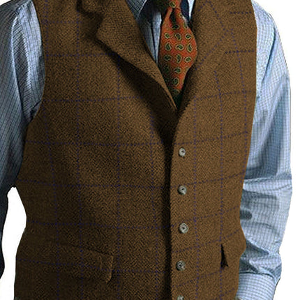 men suits plaid tweed gilet