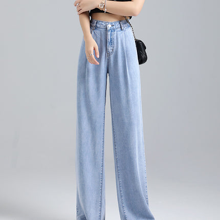 Tencel jeans wide leg pants for women in summer