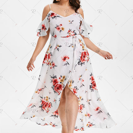 Plus size bohemian ruffled dress