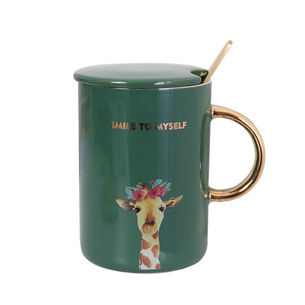 Creative mug with gold painted animal ceramic mug