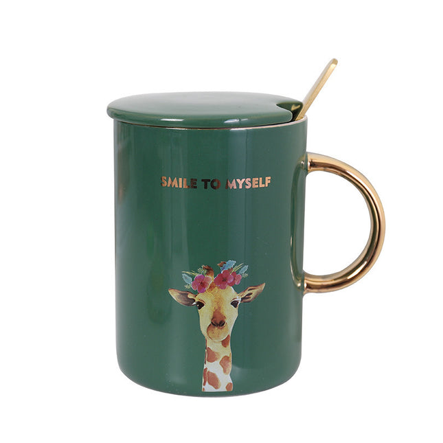Creative mug with gold painted animal ceramic mug
