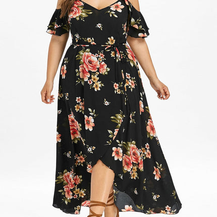 Plus size bohemian ruffled dress