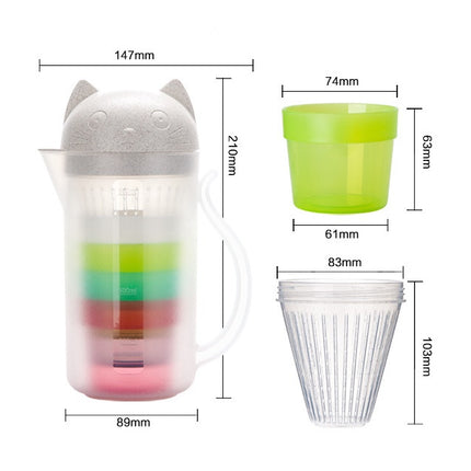 Cat Water Cup Kettle Set Plastic Bottles Environmentally Portable Teapot with Filter