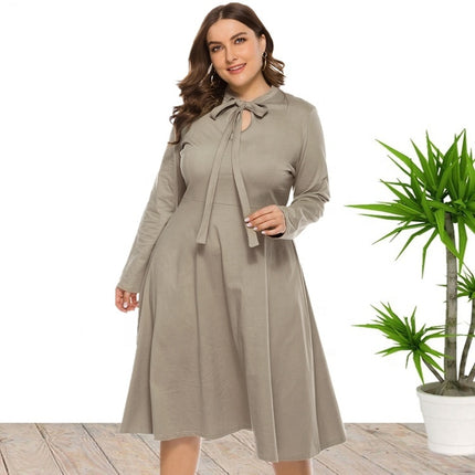 Large Size Women's Round Neck Lace Knitted Dress