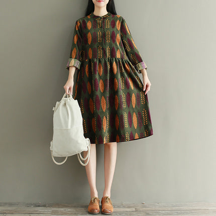 Retro plus size print dress