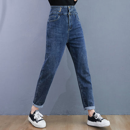 Large Size Stretch Slim And High Waist Jeans Radish Pants Women