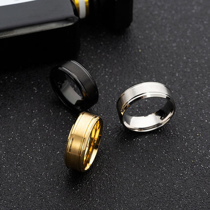Mens Wedding Rings Black Sliver Gold Pure 8MM Rings