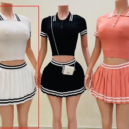Casual Set Trendy Tops Pleated Skirt Two-piece Set