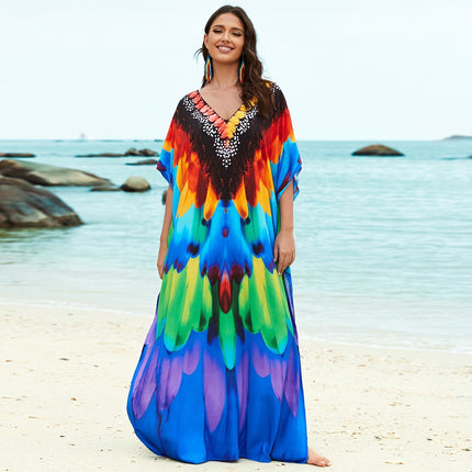 Plus Size Robe Blouse Beach Bikini Vacation Coat Dress Women