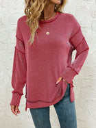 Twist Strip Split Long Sleeve Loose Sweatshirt Sweater